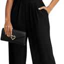 Knowfashionstyle Jumpsuits For Women Dressy Summer Casual V Neck Batwing Sleeve Wide Leg Elegant Vacation One Piece Outfits (Size Large)