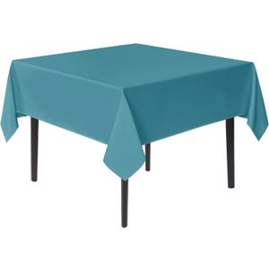 sancua Square Tablecloths 85x85 Inch - Teal Fabric Table Cloth for Square or Round Tables, Washable Polyester Table Cover for Outdoor Party, Birthday, Buffet, Restaurant