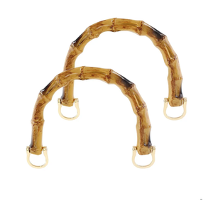 Piutouyar 4pcs U-Shaped Handbag Handles Bamboo Purses Handles Imitation Bamboo Handle Replacement Resin Purse Handbag Handles for Bag Making with Gold Metal Buckle, Brown Color