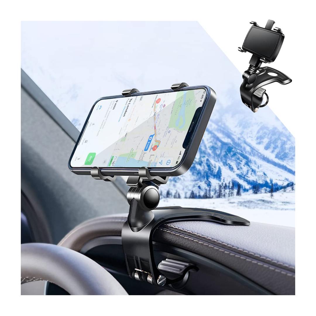 zipelo Car Phone Mount, ABS Cell Phone Holder for Car, 1400 Degree Rotation Dashboard Cell Phone Holder, Mobile Clip Stand for 3 to 7 inches Smartphones, Auto Phone Holder Mount for All Smartphone