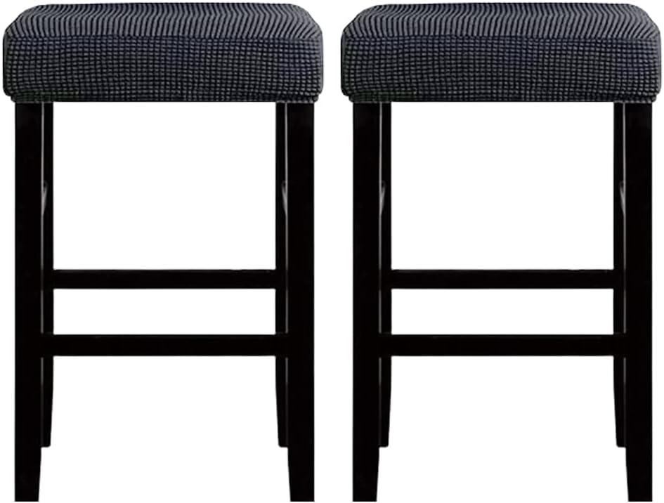 HFCNMY Stool Covers Rectangle,2 Pack Stretch Bar Stool Covers Jacquard Washable Counter Saddle Seat Cover with Elastic Band for Wooden Metal Bench(Dark Grey)