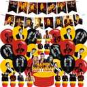 2 x Lucifer Birthday Party Decoration, Lucifer TV Series Theme, Red, Includes Banner, Cake Topper, Cupcake Toppers, Latex Balloons