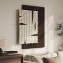 Large 3D Textured Abstract Wall Art for Living Room, Vertical Modern Geometric Brown Beige Artwork for Walls, Minimalist Wabi-Sabi Sandstone Wall Decor for Entryway, Hallway, Kitchen, Home Office, Size: 36"L x 28"W