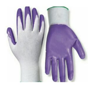 Red Steer Nitrile Palm Gardening Gloves, Purple White, Medium, 10 Pairs