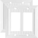 Pure White Classic Beadboard Wall Plates,Light Switch Covers,Electrical Outlet Covers, Switch Plates of Various Combination, Nature Bamboo Fiber Wall plate (2 Gang Decorator 2 Pack)