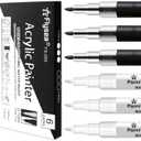 2 x EBOT Acrylic Paint Pen White Black, 6 Pack Black Paint Markers for Rock Wood Fabric Plastic Leather Glass Stone Metal Canvas, Water-Based Acrylic Paint Sets