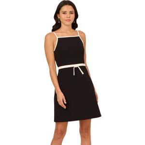 Adrianna Papell Women's Bow Crepe Short Dress (14, Black/Ivory)