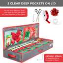 2 x HOLDN' STORAGE Premium Wrapping Paper Storage Container - Durable 600D Tear-Proof, Fits 27 Rolls Gift Wrap, Extra Pockets for Ribbons & Bows, Underbed Storage - Ideal for Holiday Christmas, Grey/Red Trim