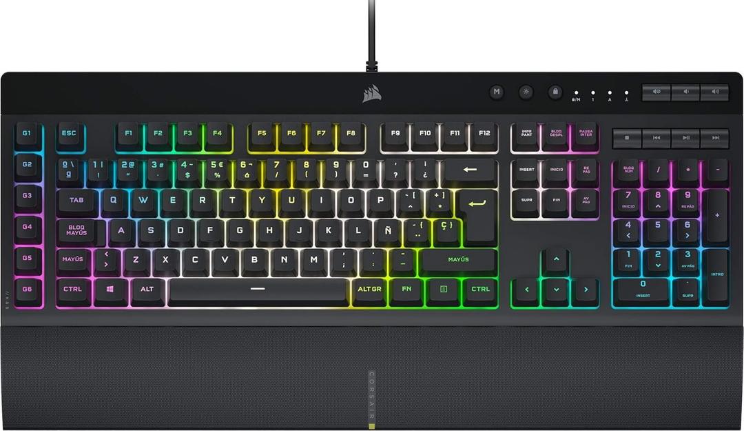 Corsair K55 RGB PRO XT - Dynamic Per-Key RGB Backlighting - Six Macro Keys with Elgato Stream Deck Software Integration - IP42 Dust and Spill-Resistant - QWERTY US Layout - Black