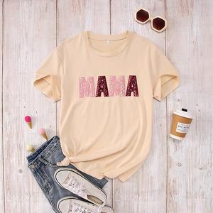 MODNTOGA Mommy and Me Matching Tee Tops Mama's Girl Summer T-Shirt Mother and Daughter Gift Crewneck Family Shirts(Mama Beige, M)