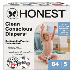 The Honest Company Daytime Diapers, Big Trucks All Letters, Size 5, 84ct