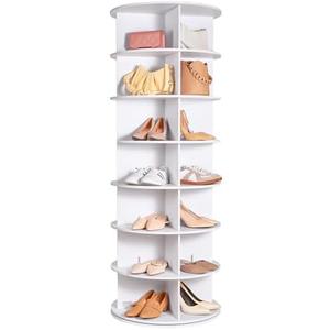 VEVOR 7 Tiers Rotating Shoe Rack Tower, 360°Spinning Shoe Display, Revolving Shoe Rack Storage Round Carousel, Lazy Susan Shoe Rack Organizer, Ideal for Bedroom, Living Room, Entryway, White