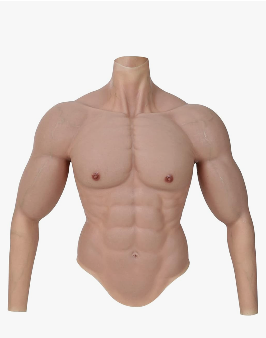 SMITIZEN Silicone Muscle Suit Silicone Male Chest with Arms Realistic Male Fake Muscle Costume for Cosplay Halloween Carnival