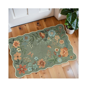 Lahome Floral Rugs for Entryway, 2X3 Washable Kitchen Rugs Ultra-Thin Soft Rug, Non Slip Indoor Door Mat Stain Resistant Boho Small Low-Pile Throw Carpet for Bathroom Bedroom (2x3ft, Green)