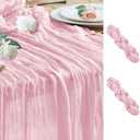 Wokceer Cheesecloth Table Runner 2Pack 10FT Blushing Pink Christmas Boho Gauze Fall Cheese Cloth Table Runner for Party Easter Rustic Sheer Table Runners for Baby Bridal Shower Wedding Table