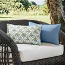 MIULEE Pack of 2 Decorative Outdoor Waterproof Throw Pillow Covers Flower Print Chic Boho Accent Pillow Covers for Square Garden Patio Cushion 12x20 Inch, Yellow-Blue