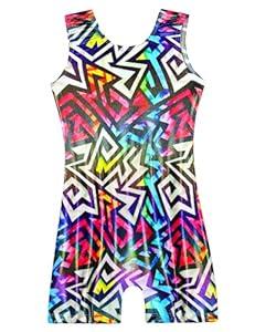 Domusgo Gymnastics Leotards for Girls Sparkly One Piece Sleeveless Tumbling Rainbow Gyre Unitards Size 3t 4t
