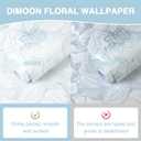 Dimoon 385.8"x17.3" Peel and Stick Wallpaper Floral Contact Paper Boho White Blue Vintage Wallpaper Removable Self Adhesive Modern Wall Paper for Bedroom Bathroom Cabinets Drawers Thicken Vinyl Roll