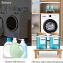 Laundry Detergent Dispenser,with Bamboo Stand 2 Sets 1 Gallon Glass Liquid Laundry Detergent Dispenser,for Bleach, Fabric Softener,Laundry Soap Dispenser,for Laundry Room Organization and Storage