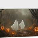 ANRUOXI Ghost Halloween Pictures Wall Decor, Framed Ghost Painting Halloween Canvas Wall Art Poster Prints Painting Artwork for Living Room Hallway Mantel Bedroom Bathroom Ready To Hang 12x24'' (S-1224 inches)