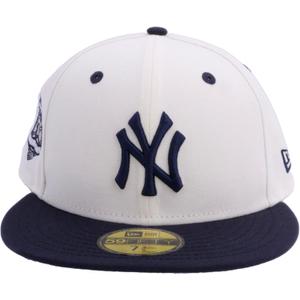 New Era MLB 59FIFTY Cooperstown Authentic Collection Chrome Fitted Hat (7 1/2, New York Yankees, White Black Cooperstown)