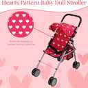 Deluxe Baby Doll Stroller with Crib Furniture Playset, Multi Baby Doll Accessories Set for 18" Dolls, Includes Doll Stroller Swing and Doll Bed Pretend Play for All Dolls - Pink