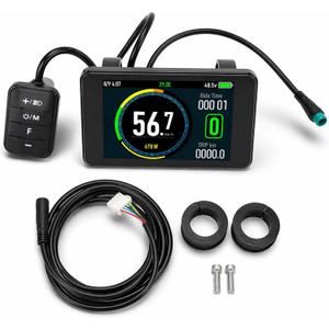 Electric Bike LCD Display, Universal 24V 36V 48V 52V 60V 72V 5Pins Waterproof Connector ABS Speedometer Compatible Multi Protocol for E Bike Conversion and Cycling Enthusiasts