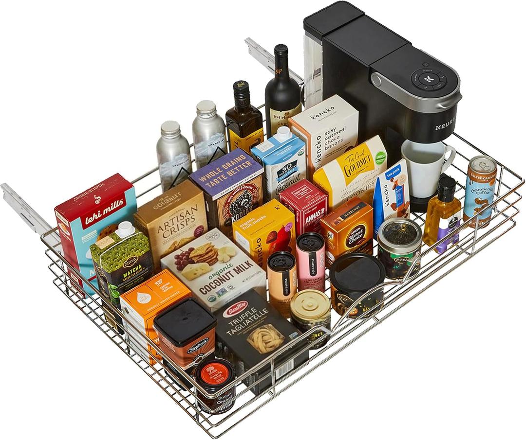 HOLDN STORAGE Pull Out Cabinet Organizer, Slide Out Drawer for Kitchen Cabinets & Pantry, Roll Out Shelf for Pots, Pans & Under Sink Storage, Heavy-Duty Full-Extension, 30" W x 21" D x 5" H