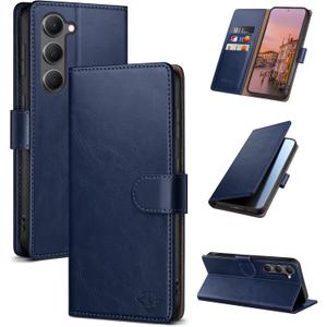 Wallet Case for Samsung Galaxy S23 with RFID-Blocking Credit Card Holder, PU Leather Folio Flip Cover Women Men Protective Phone Case Compatible with Samsung S23, Blue