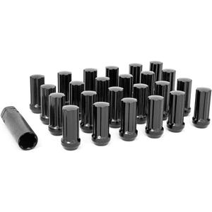 Rough Country 32-Piece Lug Nut Set - M14x2.0 Thread, Bulge Acorn Style, Black Lug Nuts with Socket Key, Corrosion-Resistant for Aftermarket Wheels