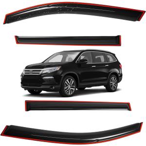 in-Channel Window Visors for Honda Pilot 4 Door SUV 2016 2017 2018 2019 2020 2021 2022 Wind Deflector Sun Rain Guard Vent Weather Shields, Smoke, 4Pcs