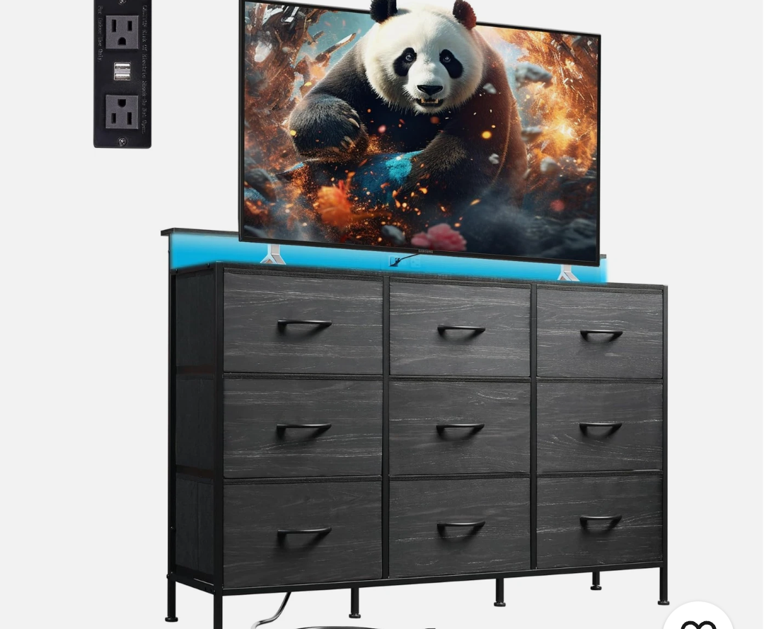Dresser TV Stand for 55 Inch, Led Dresser for Bedroom, Black Dressers for Bedroo