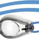 ARENA Tracks Unisex Junior Youth Essential Racing Swim Goggles Kids Swimmers Young Racers 6-12 Anti-Fog Coated Non-Mirror Lens, Clear/Clear/Light Blue