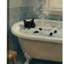 ADKYUVRR Funny Black Cat Bathroom Canvas Wall Art 16x24in