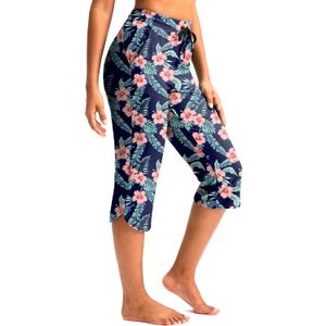 Pudolla Women's Swim Capris 18" Quick Dry UPF50+ Swimsuit Pants Long Board Shorts for Women with Pockets (Blue, M)