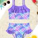 Little Girls Two Piece Mermaid Bikini Set Ruffle Adjustable Summer Beach Bathing Swimsuit 3-7 Years for Kids