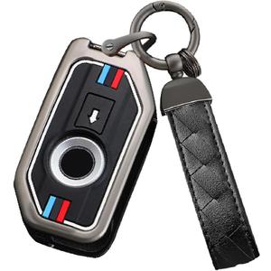 2 Button Remote Motorcycle Key Fob Cover with Keychain Fit for BMW R1250GS ADV R1200GS C400GT 750GT F850 F750GS F850GS F900R F900XR K1600 K1600GTL S1000R S1000XR Key Shell Case-A Black