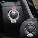 Bling Car Engine Start Ring Stickers, 2PCS Crystal Rhinestone Bow Vehicle Push Start Stop Button Cover, Auto Key lgnition Knob Decals for Women Girls, Universal for SUV RV Truck (White)