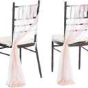 Ling's moment Wedding Chair Sashes Cover Aisle Decorations Draping Fabric Wrinkle-Free with Tie 16 Pcs Blush Pink & White for Party Ceremony Reception Floral Arrangement Banquet Outdoor Decor