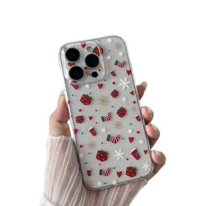 ZTOFERA Clear Christmas Case for iPhone 15 Pro Max 6.7 inch,Cute Merry Christmas Pattern Phone Case Gifts Translucent Silicone Hard PC +TPU Bumper Shockproof Protective Cover-Christmas Gift