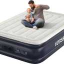VOSSER Air Mattress Full with Built in Pump，18''Inflatable Mattress of Upgraded Vertical Beams，Self Inflatable/ Deflation Blow Up Mattress in 3 Mins, Flocked Top Airbed with Carry Bag for Home, Camping