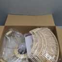 20'' Boho Rattan Ceiling Fan with Light, Coastal Caged Ceiling Fans with Lights and Remote Control, Enclosed Hidden Flush Mount with Reversible 6 Speeds for Living Room Bedroom Nursery