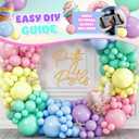 ALL-IN-1 Pastel Balloon Arch Kit for Pastel Party Decorations Easter Spring Rainbow Party Balloons for Birthday, Baby Shower Decorations - Pastels Balloon Arch Kit with Mixed Sizes Rainbow Balloons