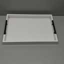 Bamboo Serving Tray with Metal Handles,17x12in Ottoman Decorative Trays Platter for Coffee Table,Living Room,Bar,Party,Large(White)