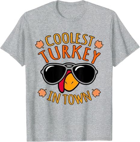 Coolest Turkey Funny Thanksgiving Family Men Women Graphic Long Sleeve T-Shirt 2XL Grey