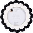 Handicrafts Home 4x4 Picture Frame  Scalloped Noir Aurora Resin Inlay  Handmade Decorative Nursery Inspired Decor Round Frame for Desk or Shelf, Boho Home Decor, Farmhouse Style