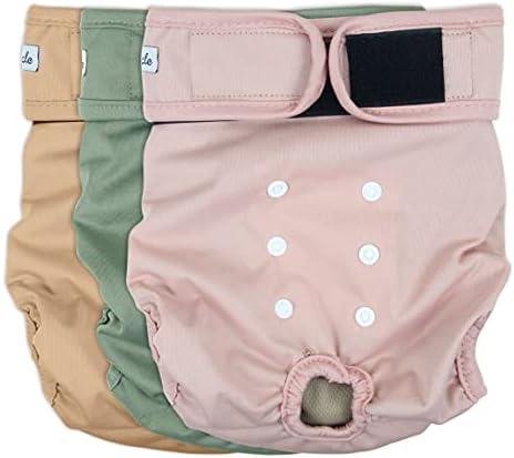Grecle Washable Female Dog Diapers - Premium Reusable Diapers for Doggie in Heat - Highly Absorbent Dog Diapers Female for Pet Incontinence with Adjustable Snaps (Morandi, M)
