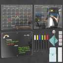 Magnetic Acrylic Calendar for Fridge,3 Pack 12"x16" Clear Fridge Calendar Dry Erase Magnetic Planning Boards Set Includes 6 Colorful Highlight Markers,Magnetic Pen Holder and Erase Towel