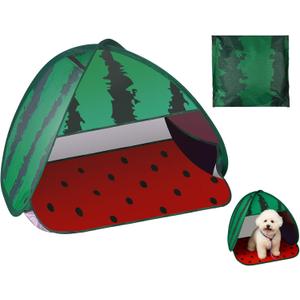 Mini Tent for Pets Small Dog Tent for Beach Portable Pop Up Sun Shade Shelter with Phone Compartment for Puppy and Large Cats Small Animals Sun Canopy for Camping and Outdoor (Watermelon)