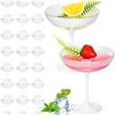LemonRoad 24 Pcs Detachable Martini Glasses 9oz Disposable Plastic Coupe Cocktail Dessert Glassware Set for Champagne Wine Wedding Birthday Holiday Party Supplies (Pearl White)
